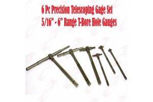 6 Pc Precision Telescoping Gage Set 5/16" - 6" Range T-Bore Hole Gauges